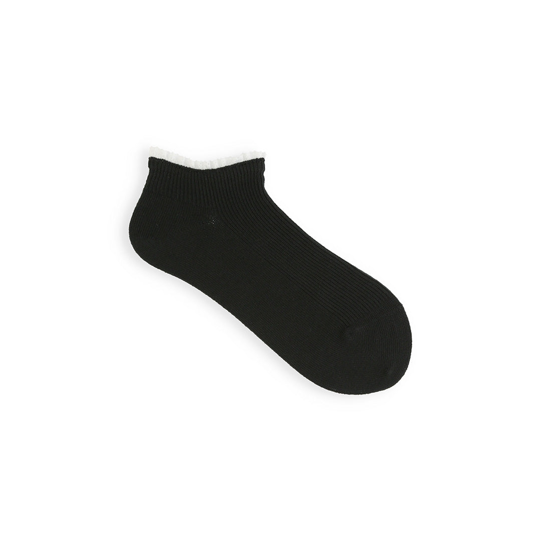 011120134 White Frill Rib Trainer Socks