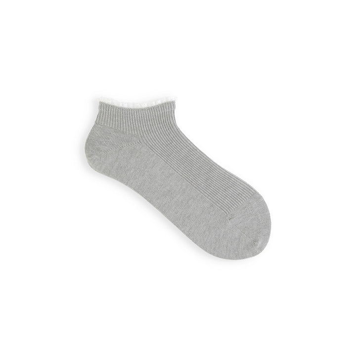 011120134 White Frill Rib Trainer Socks