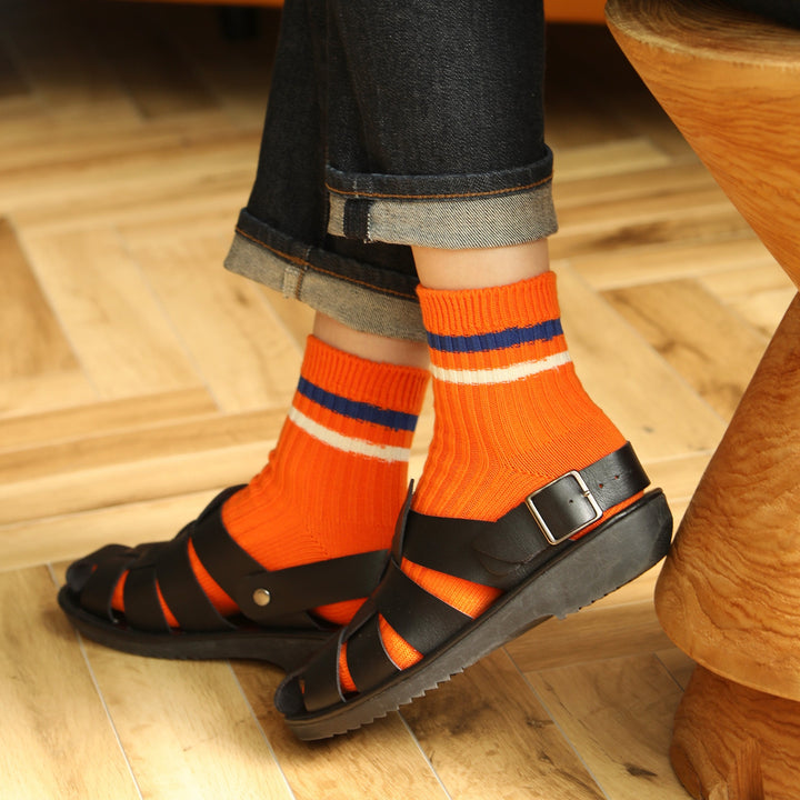 Bicoloure Stripe Ribbed Ankle Socks