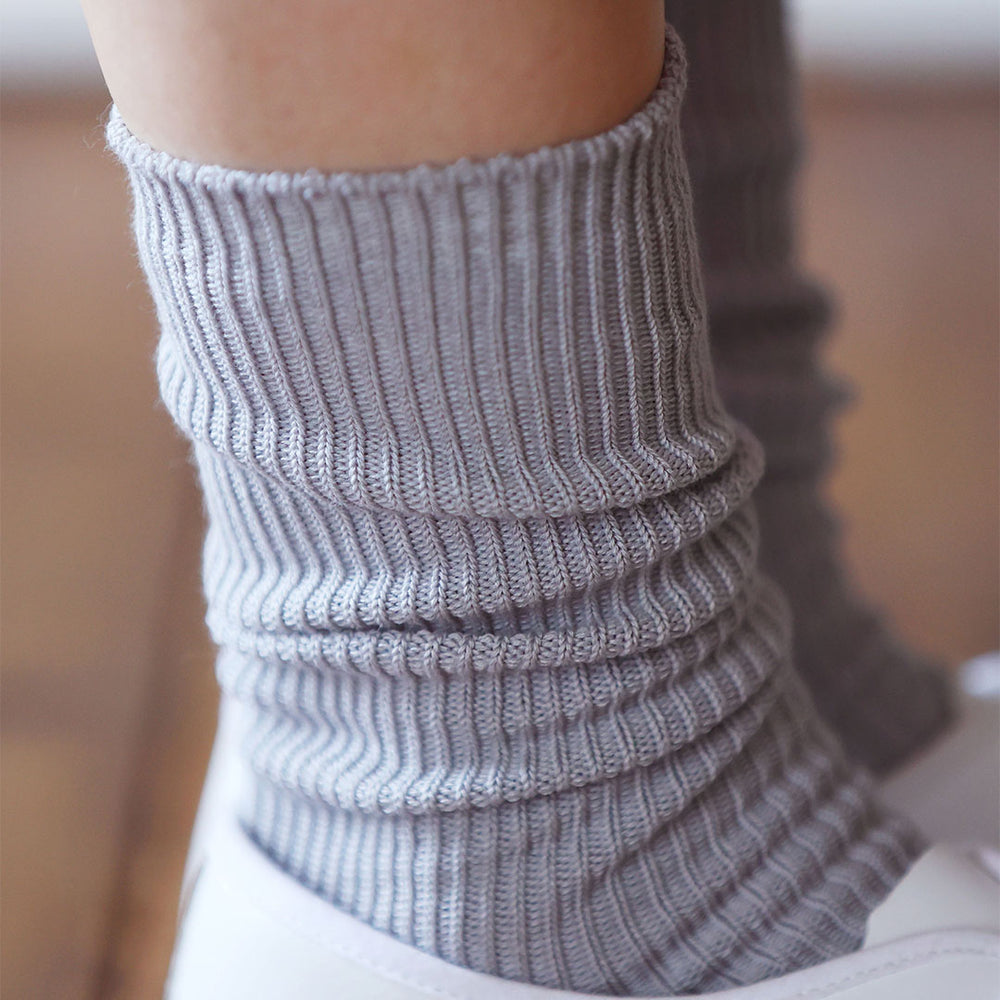 011141154 Finest Organic Cotton Fine Rib Crew Sock 10 Silver grey