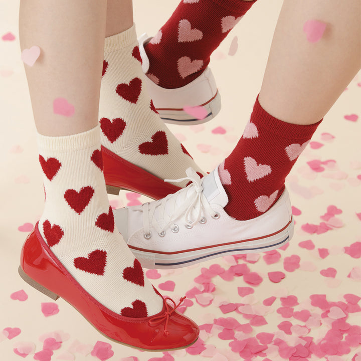 Wool Pink Heart Print Socks