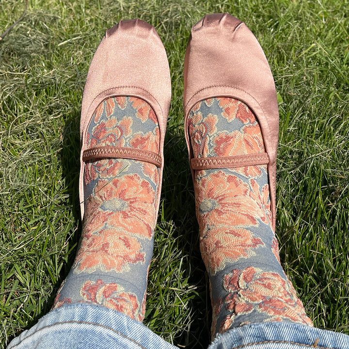 Flower Print Frilly Socks