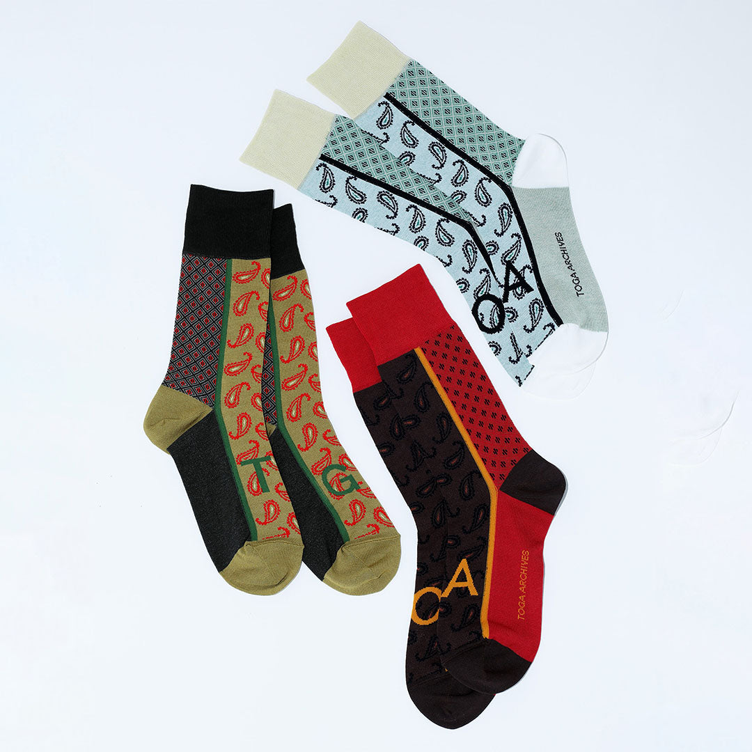 021140954 TOGA Collab Jacquard Mix Crew Socks S