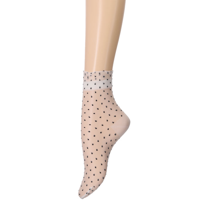 021131981 Sheer Fine Dots Low Crew Socks S