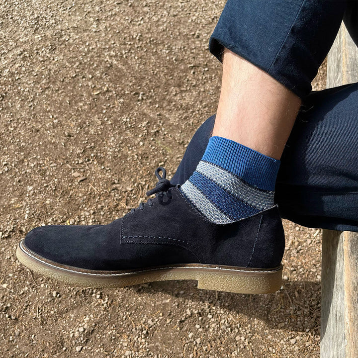 Stripe Cotton/Linen Short Socks