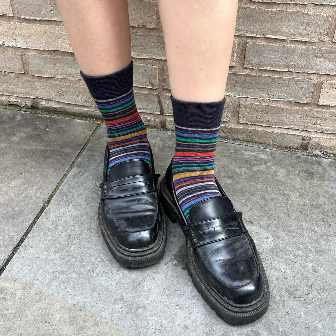 Multi-Striped Short Socks