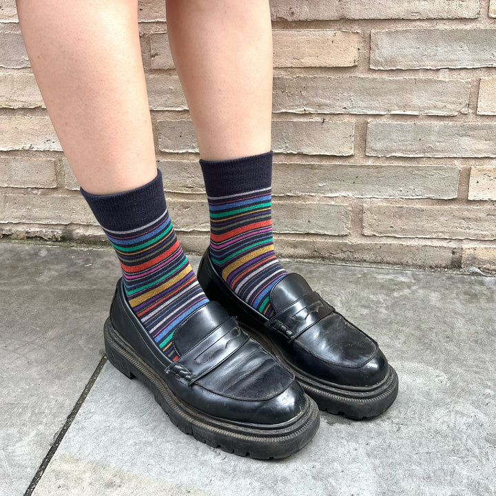 Multi-Striped Short Socks