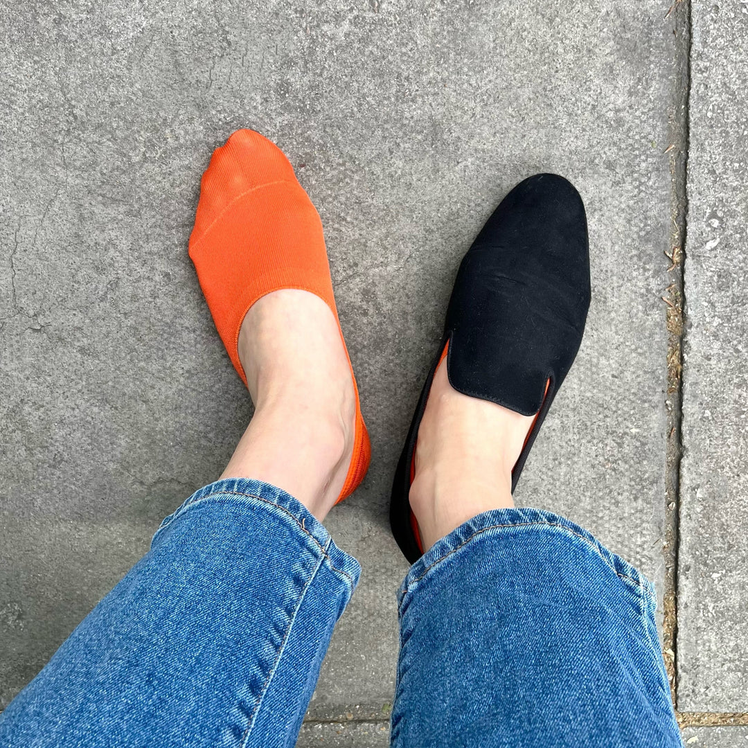 Orange Cotton No Show Socks