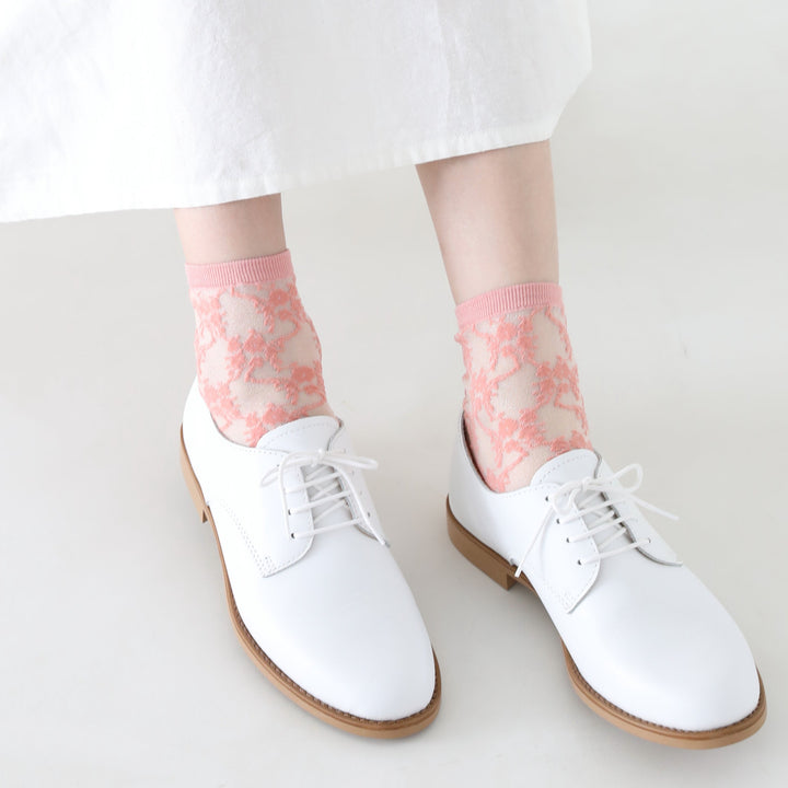 Pink Sheer Flower Socks